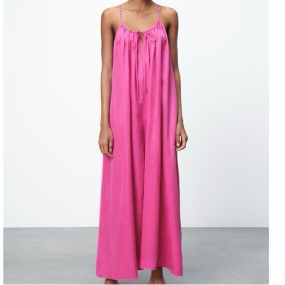 Zara pink satin maxi dress